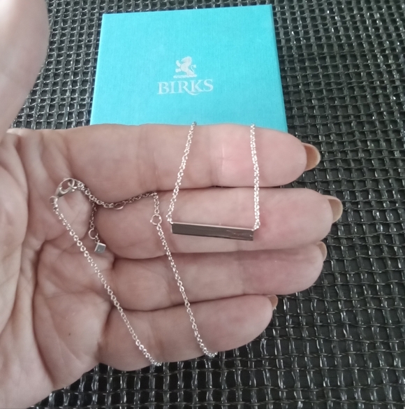 Birks Horizontal Bar Sterling Silver Necklace - Picture 2 of 4
